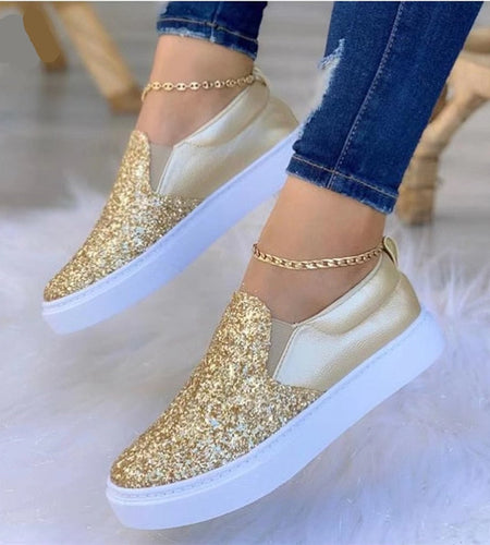Moccasins Glitter Flat Female Loafers Shoes