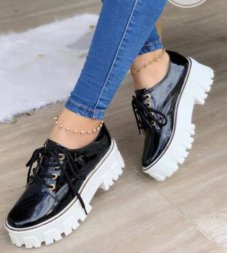 Thick Heel Increased Flat Platform Oxford Women Shoes