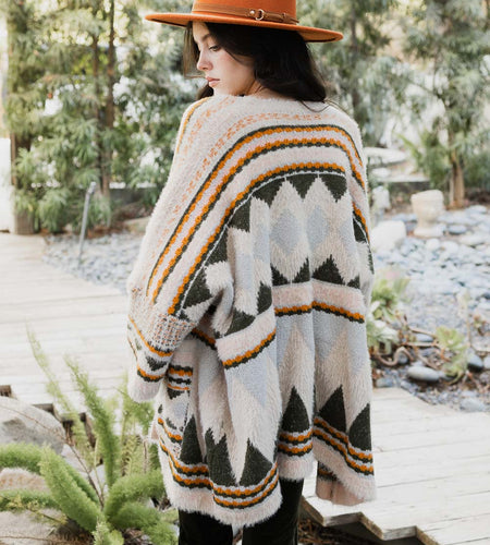 Faux Hair Aztec Pocket Ruana