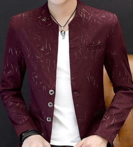 Men's Casual Round Collar Slim Fit KPOP Style Blazer