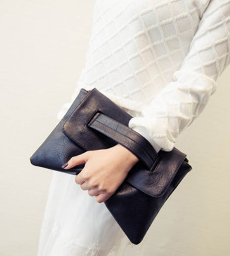 Women's Vegan Leather Envelope Clutch Bag