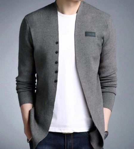 Men's Slim Fit Cardigan with Button Design