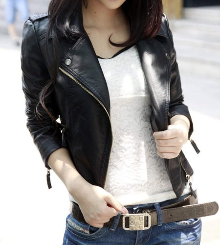 Women's Cropped Vegan Leather Jacket