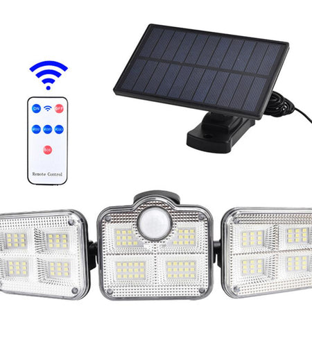 Solar Sensor Light 122 LED 3Head Outdoor Spotlight with 3 Modes