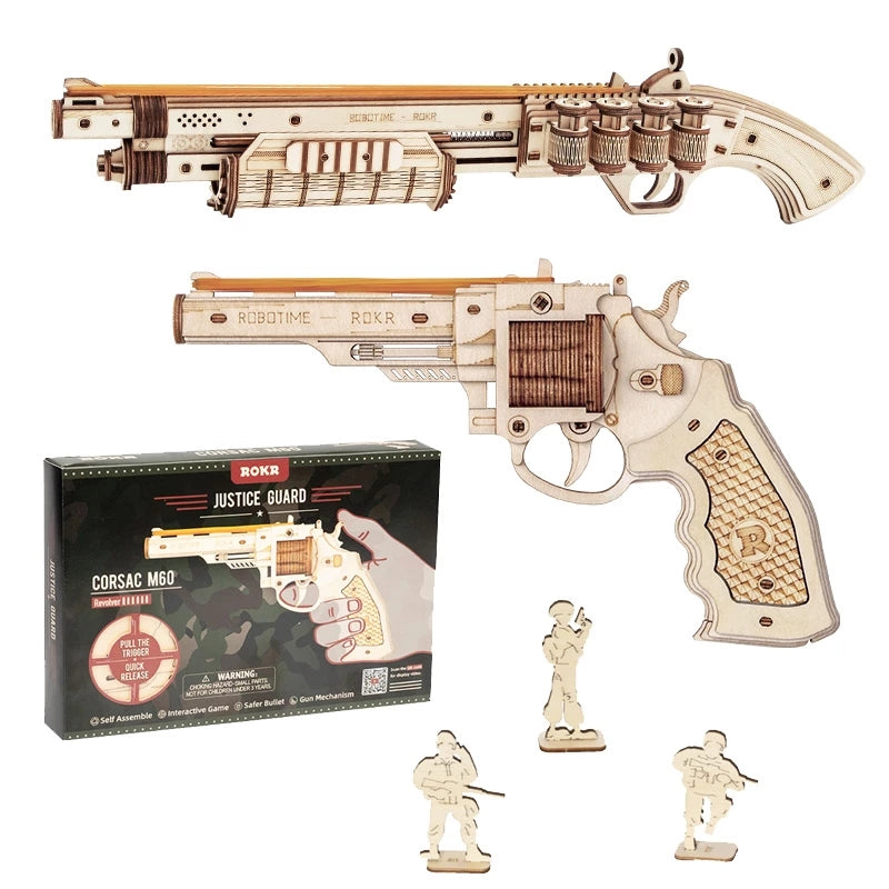 Robotime ROKR Revolver Gun Model Toys 3D Wooden Puzzle Games Crafts Gift For Children Kids Boys Birthday Christmas Gift Dropship