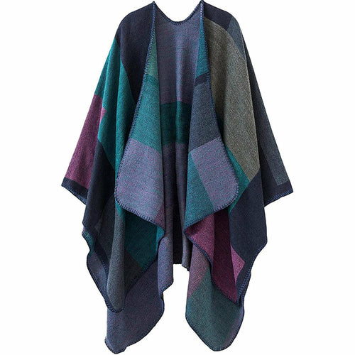 Women's Winter Scarf Shawls Plaid Sweater Poncho Cape Blanket Shawls