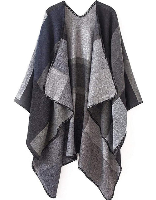 Load image into Gallery viewer, Women&#39;s Winter Scarf Shawls Plaid Sweater Poncho Cape Blanket Shawls
