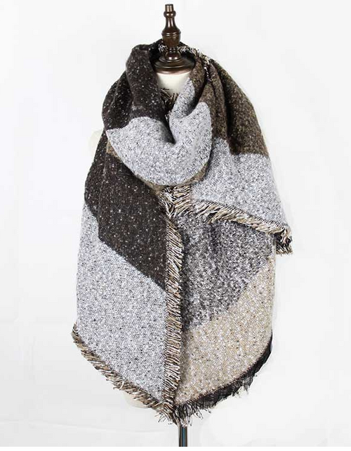 Load image into Gallery viewer, Wool Cashmere Bevel Tassels Scarf Wrap
