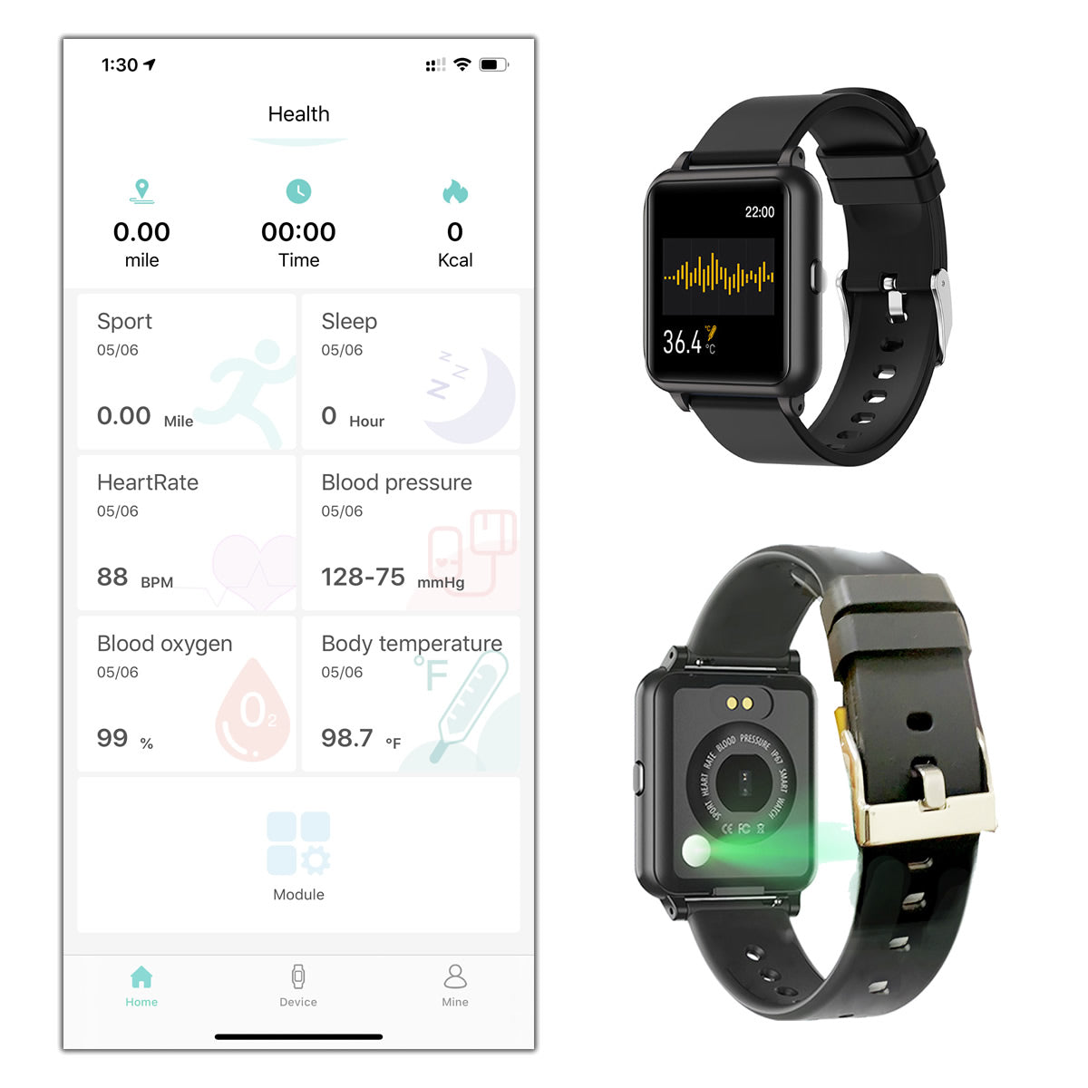 OXITEMP Smart Watch With Live Oximeter