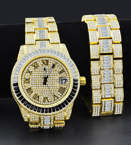 OYSTER CRYSTAL STONES WATCH SET