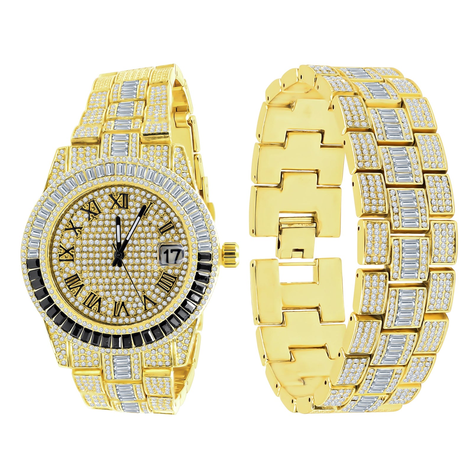 OYSTER CRYSTAL STONES WATCH SET
