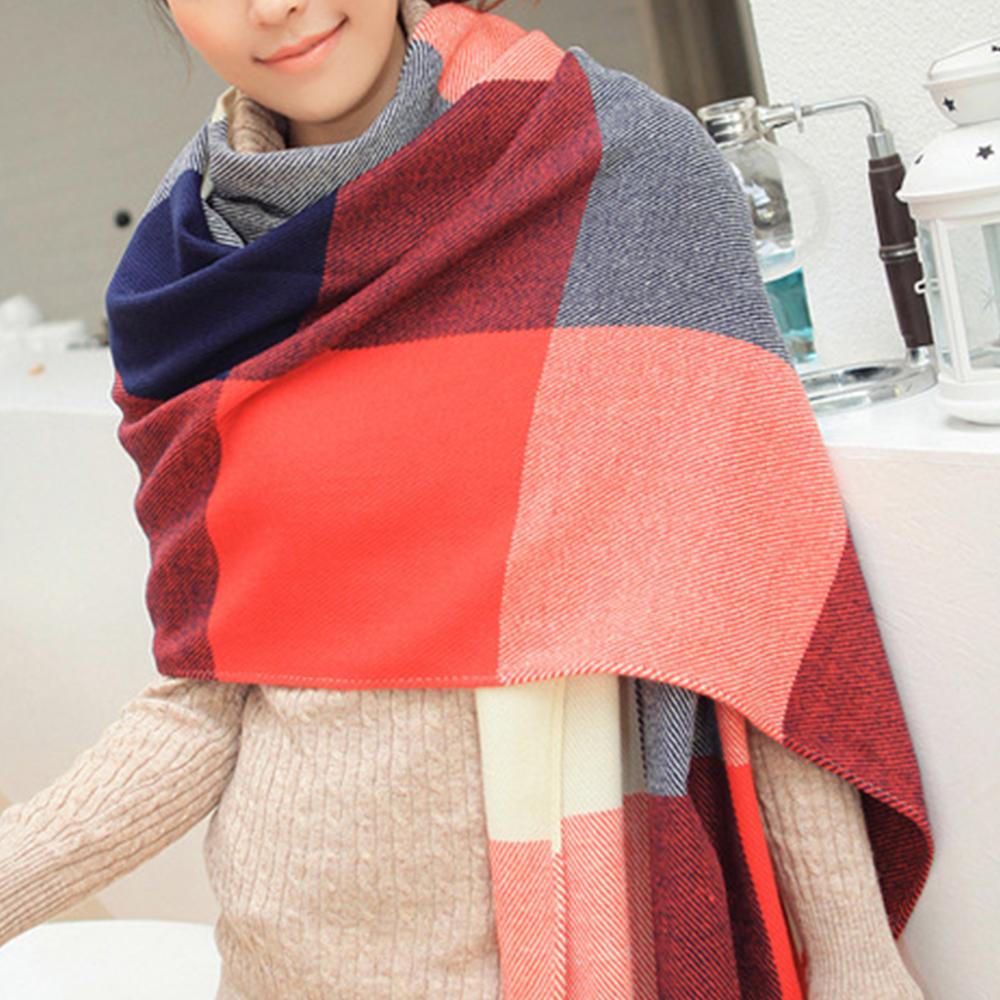 Women's Long Plaid Blanket Chunky Winter/Fall Warm Big Tartan Scarves