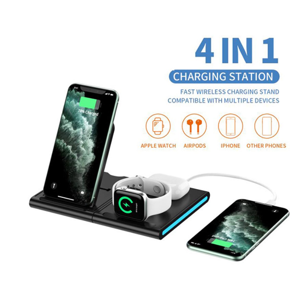 Magnetic Power Tiles 4 In 1 Wireless Charging Station