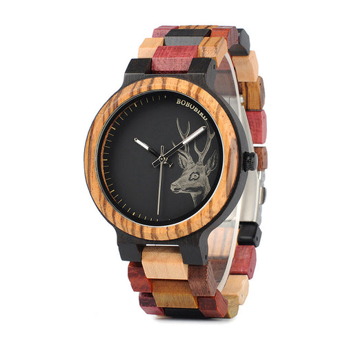 Load image into Gallery viewer, P14-2 Deer Collection Wood Watches Date

