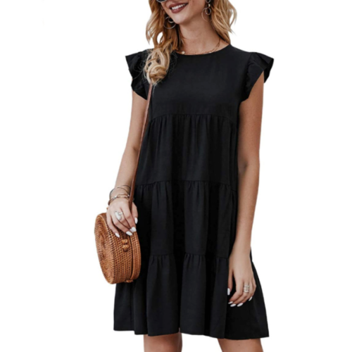 Load image into Gallery viewer, Women&#39;s Flowy Dress with Cap Sleeves
