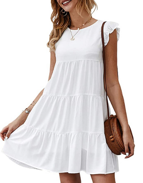 Load image into Gallery viewer, Women&#39;s Flowy Dress with Cap Sleeves
