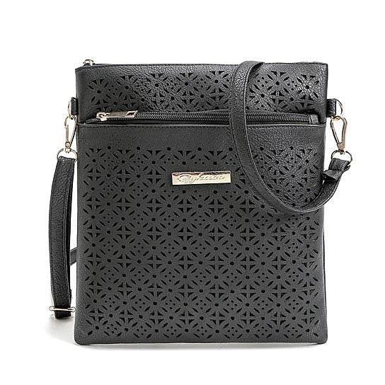Classic Square Crossbody Bag with Floral Cutout Accent