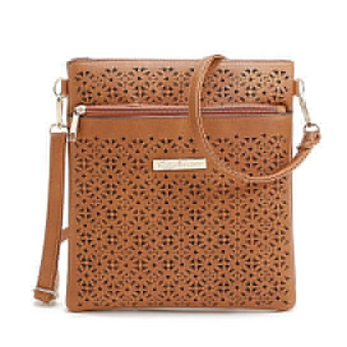 Load image into Gallery viewer, Classic Square Crossbody Bag with Floral Cutout Accent
