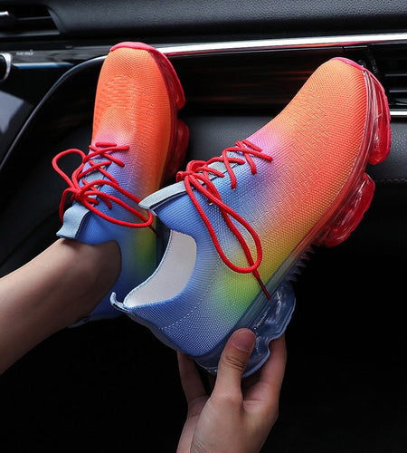 Fashion Mesh Cozy Running Sport Shoes Women Lace Up Sneakers