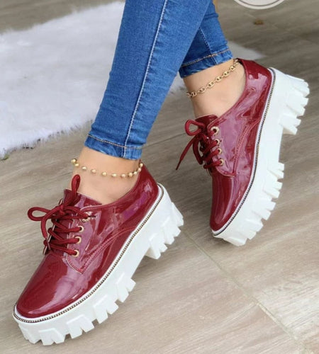Thick Heel Increased Flat Platform Oxford Women Shoes