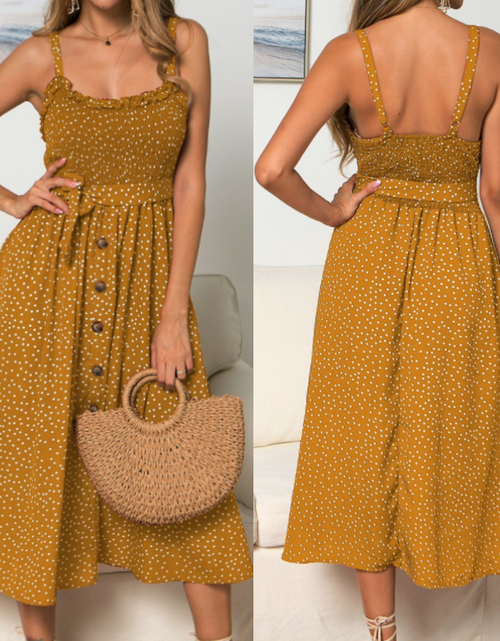 Load image into Gallery viewer, Women&#39;s Spaghetti Straps Polka Dot Maxi Dress
