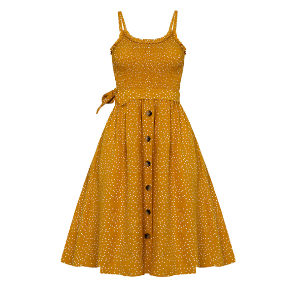 Women's Spaghetti Straps Polka Dot Maxi Dress