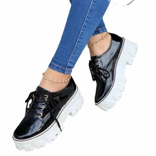 Load image into Gallery viewer, Thick Heel Increased Flat Platform Oxford Women Shoes
