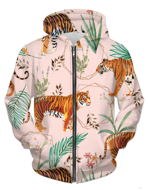 Load image into Gallery viewer, Tropical &amp; Tiger UNISEX ZIP HOODIE
