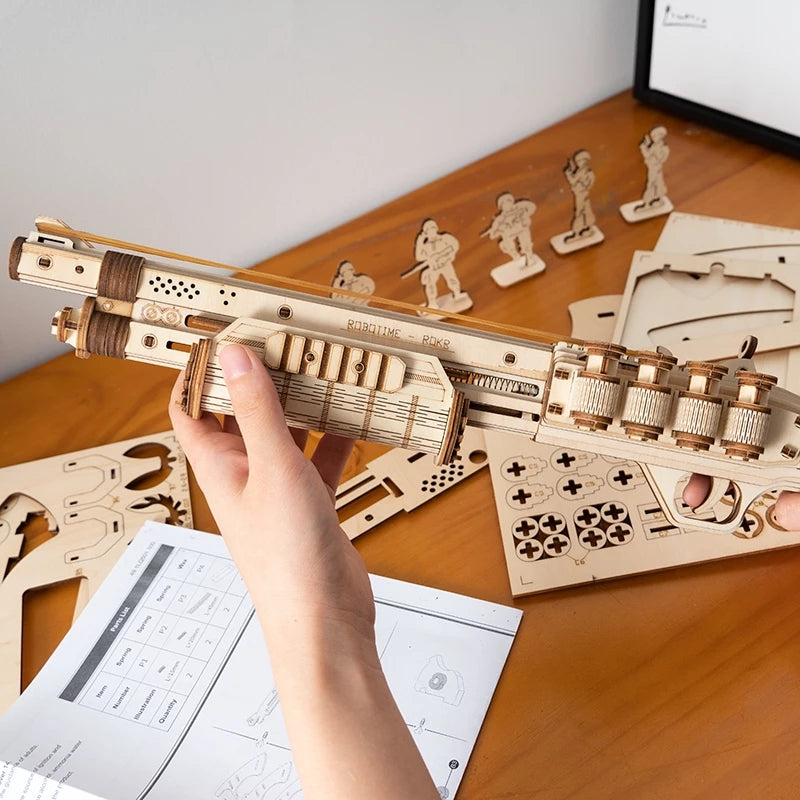 Robotime ROKR Revolver Gun Model Toys 3D Wooden Puzzle Games Crafts Gift For Children Kids Boys Birthday Christmas Gift Dropship