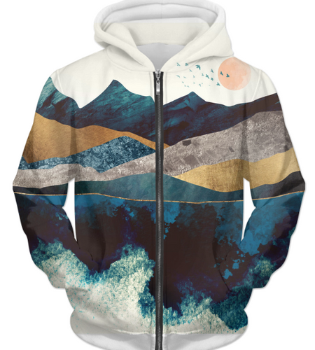 Blue Mountain Reflection 1 UNISEX ZIP HOODIE