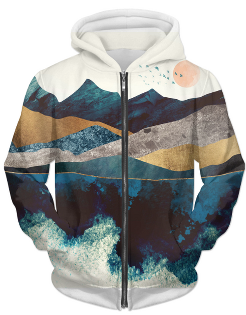 Load image into Gallery viewer, Blue Mountain Reflection 1 UNISEX ZIP HOODIE
