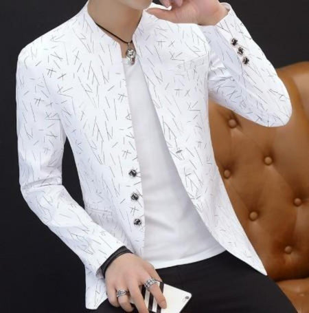 Men's Casual Round Collar Slim Fit KPOP Style Blazer