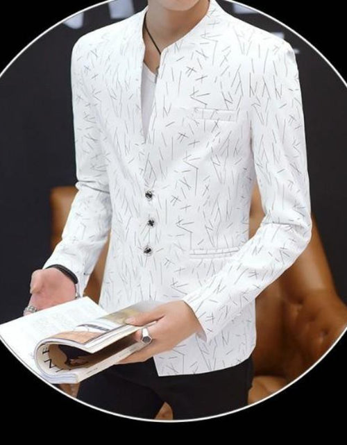 Load image into Gallery viewer, Men&#39;s Slim Round Stand Collar Pattern Blazer
