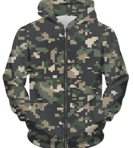 Camouflage 8 UNISEX ZIP HOODIE