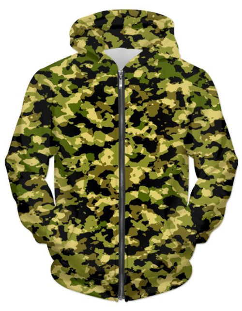 Load image into Gallery viewer, Camouflage UNISEX ZIP HOODIE
