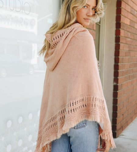 Classic Knit Hooded Poncho