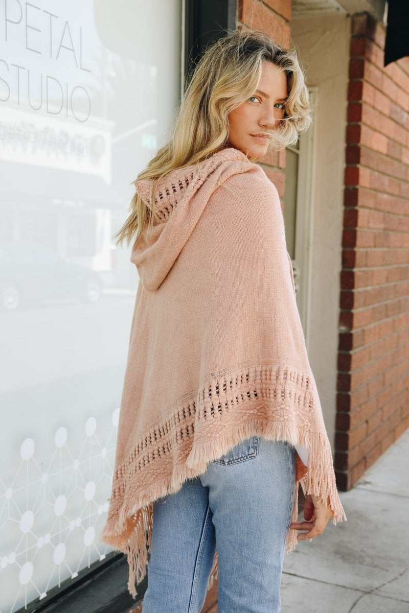 Classic Knit Hooded Poncho
