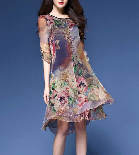 Women's Quarter Sleeve Floral Dress