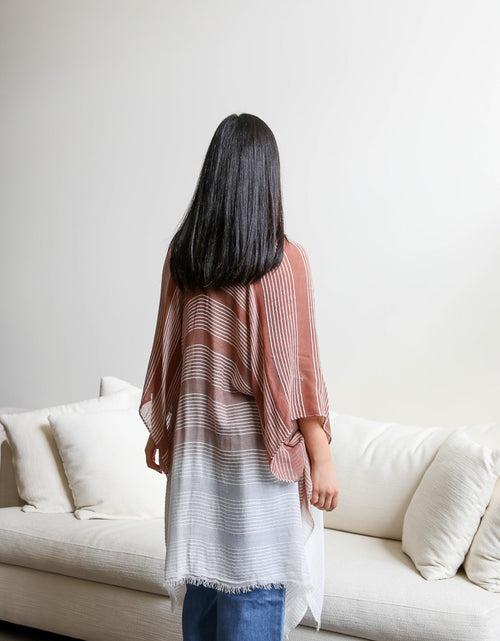 Load image into Gallery viewer, Stripe Woven Dip Dyed Kimono
