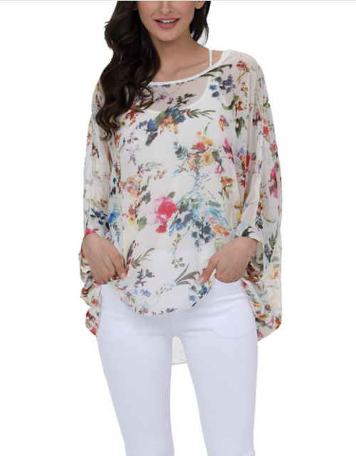 Load image into Gallery viewer, Women&#39;s Summer Floral Print Chiffon Tunic Top
