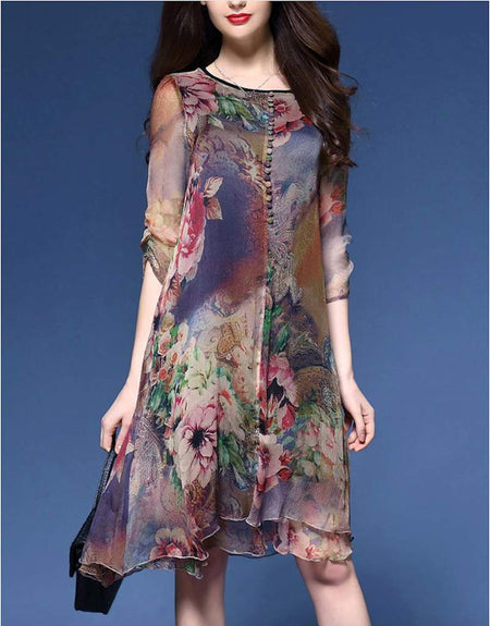 Women's Quarter Sleeve Floral Dress