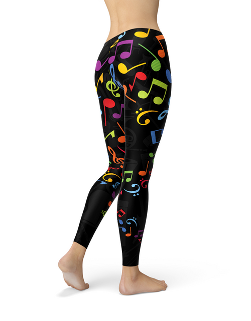 Load image into Gallery viewer, Women&#39;s Colorful Music Notes Leggings
