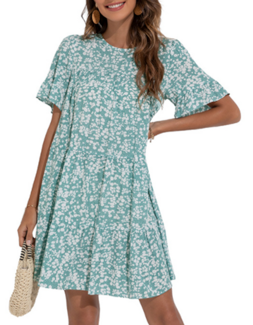 Load image into Gallery viewer, Women&#39;s A Line Floral Dress with Ruffle Sleeves
