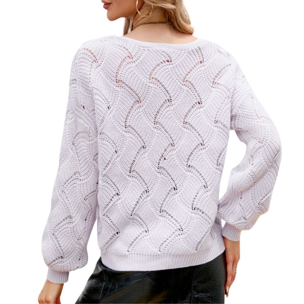 Women's V-Neck Open Knit Sweater