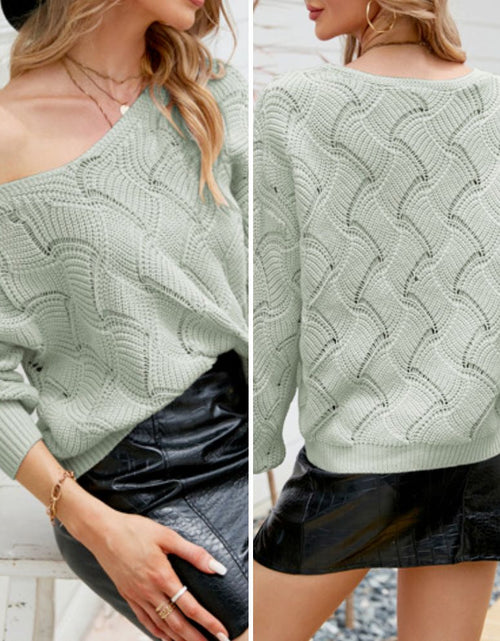 Load image into Gallery viewer, Women&#39;s V-Neck Open Knit Sweater
