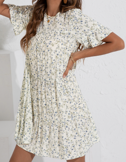 Load image into Gallery viewer, Women&#39;s A Line Floral Dress with Ruffle Sleeves
