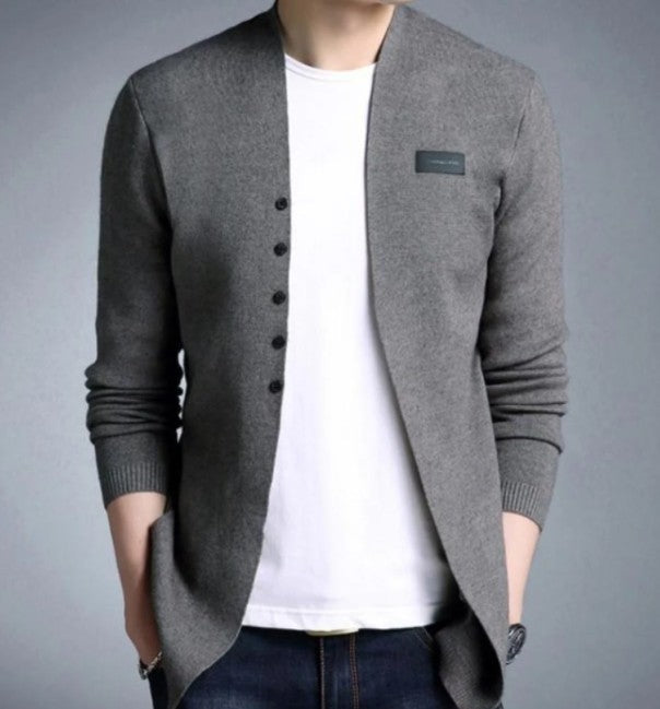 Men's Slim Fit Cardigan with Button Design