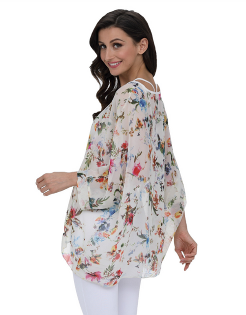 Load image into Gallery viewer, Women&#39;s White Floral Print Chiffon Top 
