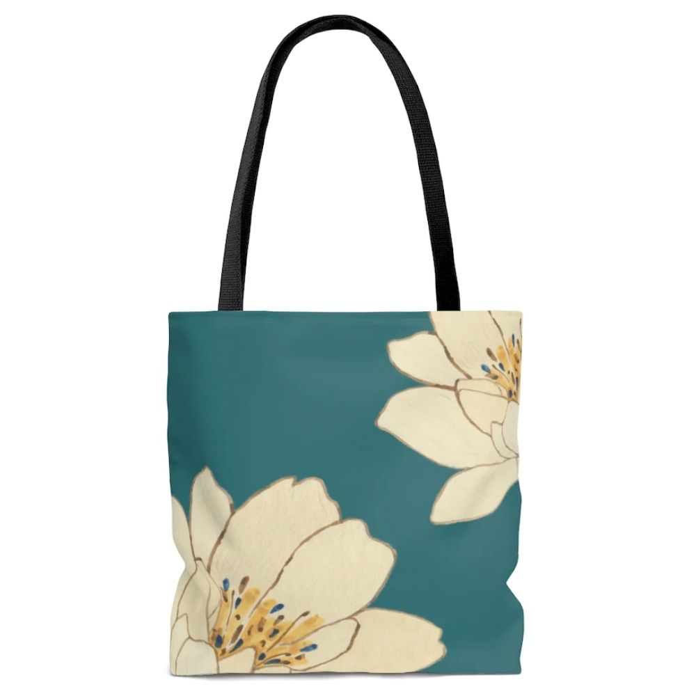 Green Floral Beach Shopper Tote Bag Medium