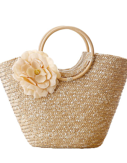 Load image into Gallery viewer, Woven Straw Tote bag with Flowers
